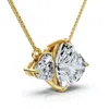 Pompeii3 Certified 1/2ct Heart Cut Two Stone Forever Us Pendant 14k Gold Lab Grown In Gold