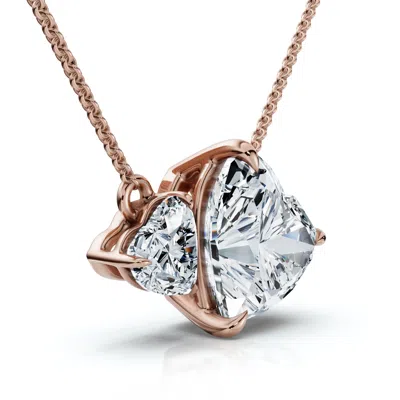 Pompeii3 Certified 1/2ct Heart Cut Two Stone Forever Us Pendant 14k Gold Lab Grown