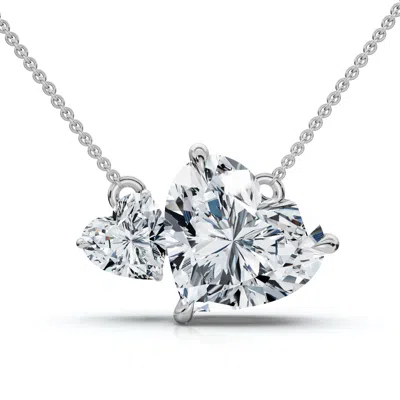 Pompeii3 Certified 1/2ct Heart Cut Two Stone Forever Us Pendant 14k Gold Lab Grown In Metallic