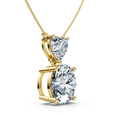Pompeii3 Certified 14ct Two Stone Diamond Drop Pendant 14k Gold Fg/vs Lab Grown