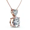 Pompeii3 Certified 14ct Two Stone Diamond Drop Pendant 14k Gold Fg/vs Lab Grown