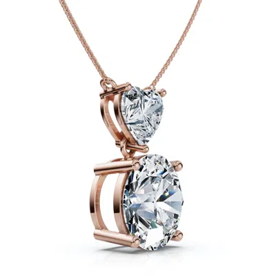 Pompeii3 Certified 14ct Two Stone Diamond Drop Pendant 14k Gold Fg/vs Lab Grown In Multi