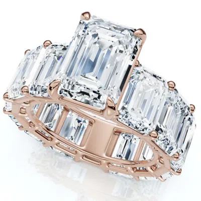 Pompeii3 Certified 15.50ct Emerald Cut Diamond Engagement Ring 14k Gold Lab Grown