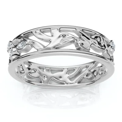 Pompeii3 Certified 1/6ct Botanical Diamond Accent Ring 14k Gold Or Platinum Lab Grown In Silver