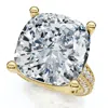 Pompeii3 Certified 16ct Cushion Diamond Engagement Ring 14k Gold Lab Grown In Silver
