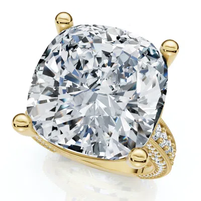 Pompeii3 Certified 16ct Cushion Diamond Engagement Ring 14k Gold Lab Grown In Silver