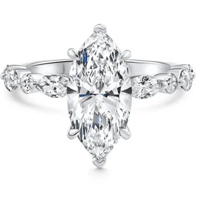 Pompeii3 Certified 1.75-5.75ct Marquise Diamond Engagement Ring 14k Or Platinum Lab Grown In Silver