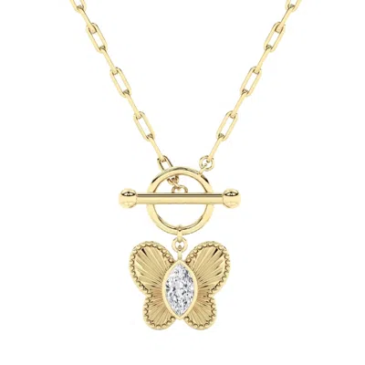 Pompeii3 Certified 1ct Diamond Marquise Solitaire Necklace 14k Yellow Gold 18"