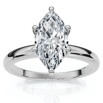Pompeii3 Certified 1ct Marquise Diamond Engagement Ring 14k White Gold Lab Grown In Metallic