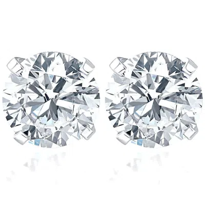 Pompeii3 Certified 1ct Tw Round Diamond Studs 14k Gold Lab Grown Earrings In Silver