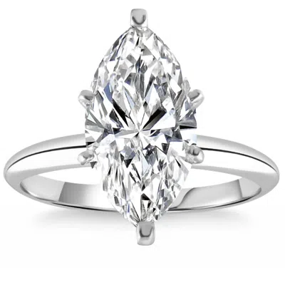 Pompeii3 Certified 2 - 6ct Marquise Solitaire Diamond Engagement Ring 14k Gold Lab Grown In Metallic
