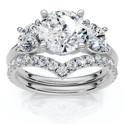Pompeii3 Certified 2 1/2ct Athena Engagement & Wedding Ring Set 14k Gold Or Pt Lab Grown In Neutral