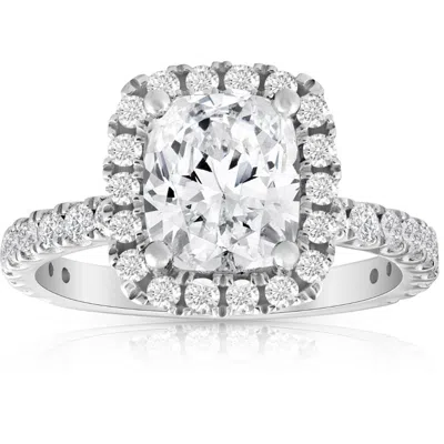 Pompeii3 Certified 2 1/2ct Cushion Halo Diamond Engagement Ring 14k Gold Lab Grown In Multi