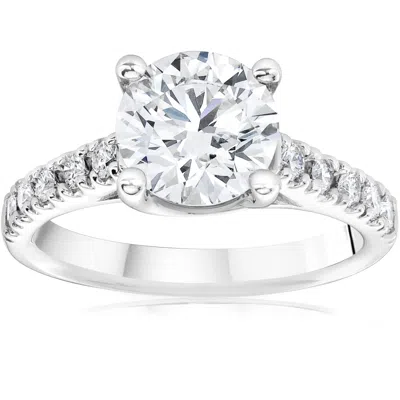 Pompeii3 Certified 2 1/2ct Diamond Cathedral Engagement Ring 14k White Gold Lab Grown In Silver