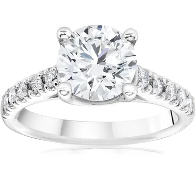 Pompeii3 Certified 2 1/2ct Diamond Cathedral Engagement Ring 14k White Gold In Multi