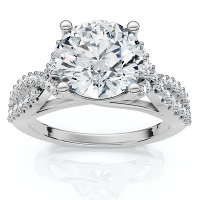 Pompeii3 Certified 2 1/2ct Diamond Crossover Engagement Ring 14k Gold Of Pt Lab Grown In Metallic