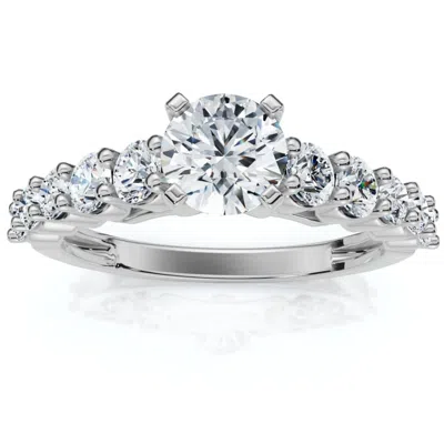 Pompeii3 Certified 2 1/2ct Diamond Engagement Ring With Accents 14k Gold Lab Grown In Silver