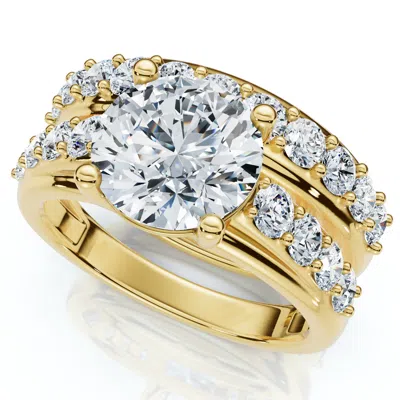 Pompeii3 Certified 2 1/2ct Diamond Engagement Wedding Ring Set 14k Gold Lab Grown In Silver