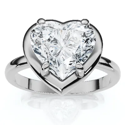 Pompeii3 Certified 2 1/2ct Heart Diamond Button Engagement Ring 14k Gold Or Pt Lab Grown In Silver