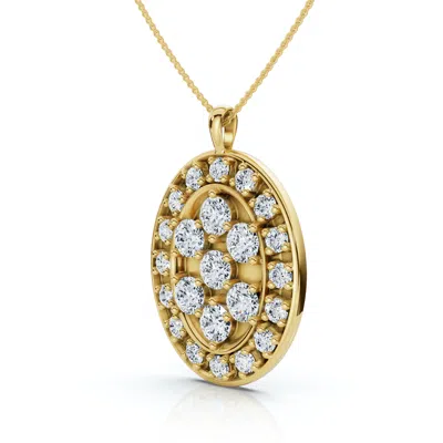 Pompeii3 Certified 2 1/2ct Oval Diamond Cluster Pendant 14k Gold Lab Grown