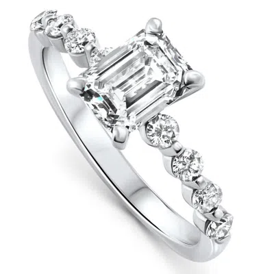 Pompeii3 Certified 2 1/3ct Emerald Cut Diamond Engagement Ring 14k Gold Lab Grown In White