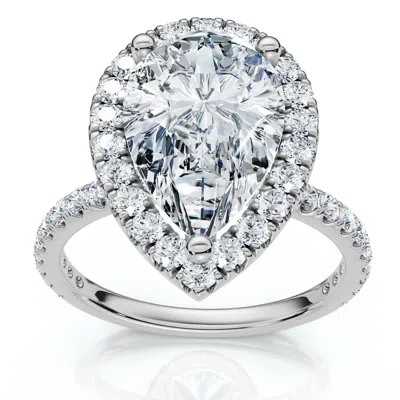 Pompeii3 Certified 2 1/3ct Pear Diamond Engagement Ring Halo 14k Gold Or Pt Lab Grown