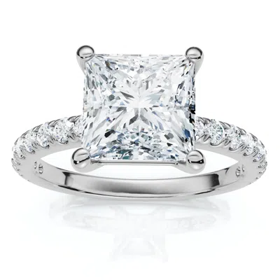 Pompeii3 Certified 2 1/3ct Princess Cut Diamond Engagement Ring 14k Gold Or Pt Lab Grown In Silver