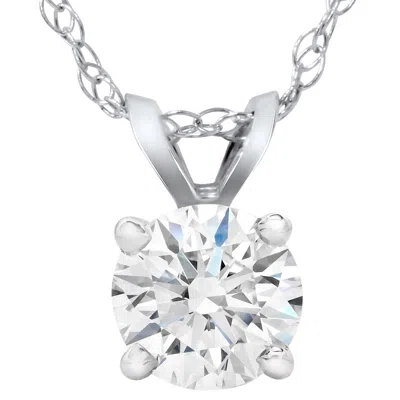 Pompeii3 Certified 2 1/4ct Lab Grown Diamond Solitaire Pendant White Gold Necklace In Silver