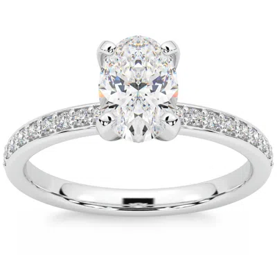 Pompeii3 Certified 2 1/4ct Oval Diamond Engagement Ring 14k Gold Lab Grown In Silver