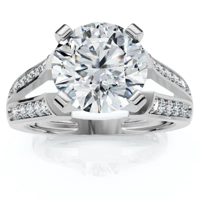 Pompeii3 Certified 2 1/5ct Alexa Diamond Engagement Ring 14k Gold Lab Grown (2ct Center) In Metallic