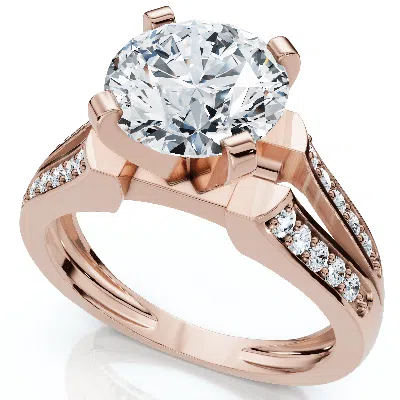 Pompeii3 Certified 2 1/5ct Alexa Diamond Engagement Ring 14k Gold Lab Grown (2ct Center) In Gray