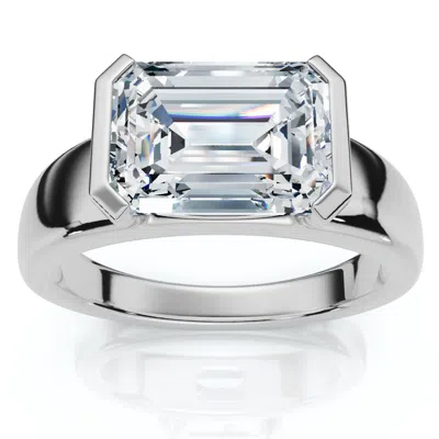 Pompeii3 Certified 2 2/3ct East West Emerald Cut Engagement Ring Gold Or Pt Lab Grown