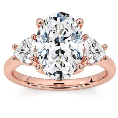 Pompeii3 Certified 2 3/4ct Oval & Heart Shape Diamond Engagement Ring Lab Grown 14k Gold In Pink