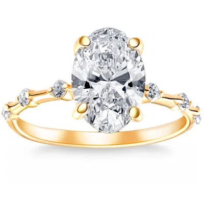 Pompeii3 Certified 2 3/4ct Tw Oval Diamond Engagement Ring Lab Grown 14k Gold In Silver