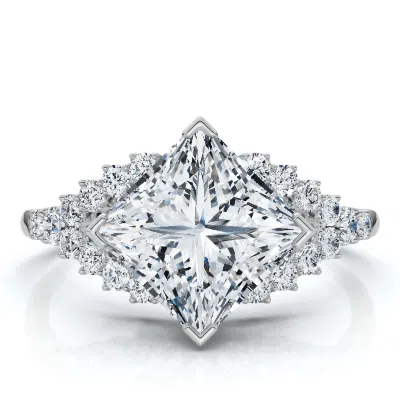 Pompeii3 Certified 2.25ct Princess Cut Diamond Engagement Ring 14k Gold Or Pt Lab Grown In Silver