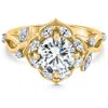 Pompeii3 Certified 2.62ct Round Diamond Engagement Vine Petal Ring 14k Yellow Gold In Silver