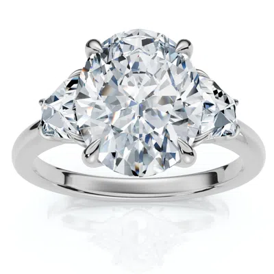 Pompeii3 Certified 2.63ct Oval & Trapezoid Diamond Ring 14k Gold Or Platinum Lab Grown In Silver