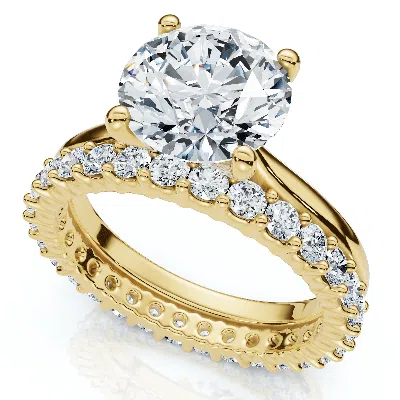 Pompeii3 Certified 2.77ct Solitaire Diamond Ring & Eternity Band 14k Gold Or Pt Lab Grown In Orange