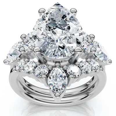 Pompeii3 Certified 2.90ct Pear Diamond Engagement Ring Set 14k Gold Or Pt Lab Grown