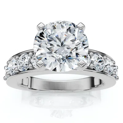 Pompeii3 Certified 2.90ct Round Diamond Engagement Ring 14k Gold Or Platinum Lab Grown In Silver