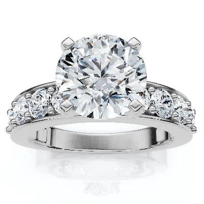 Pompeii3 Certified 2.90ct Round Diamond Engagement Ring 14k Gold Or Platinum Lab Grown In Silver