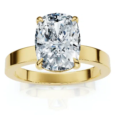 Pompeii3 Certified 2ct Cushion Diamond Cigar Band Engagement Ring 14k Gold Lab Grown