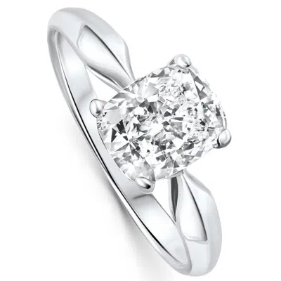 Pompeii3 Certified 2ct Cushion Solitaire Diamond Engagement Ring 14k Gold Lab Grown In Silver
