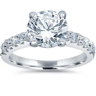 Pompeii3 Certified 2ct Diamond Engagement Ring Solitaire Accent 14k White Gold Lab Grown In Multi