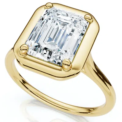 Pompeii3 Certified 2ct Emerald Cut Adriana Diamond Engagement Ring 14k Gold Lab Grown In Metallic