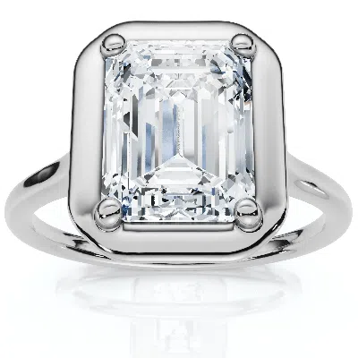 Pompeii3 Certified 2ct Emerald Cut Adriana Diamond Engagement Ring 14k Gold Lab Grown In Metallic