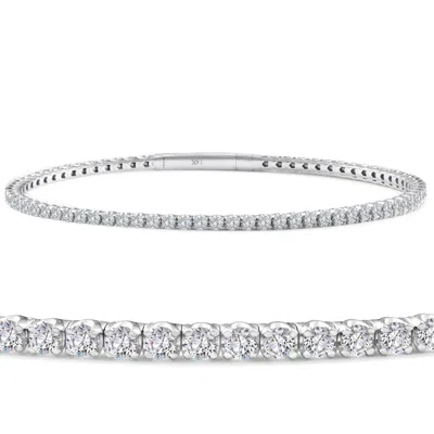 Pompeii3 Certified 2ct F/vs Diamond Flexible Oval Bangle Bracelet White Gold Lab Grown Size: 6.75 In Metallic