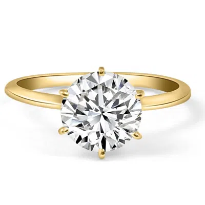Pompeii3 Certified 2ct Lab Grown Diamond Solitaire Engagement Ring 14k Yellow Gold E/vvs2 In Silver