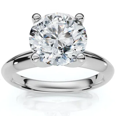 Pompeii3 Certified 2ct Lab Grown Diamond Thin Solitaire Engagement Ring 14k White Gold In Silver