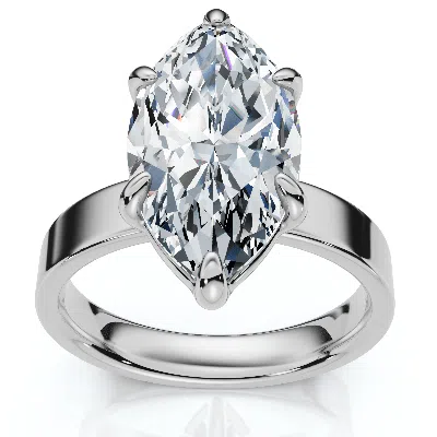 Pompeii3 Certified 2ct Marquise Cut Flat Cigar Band Engagement Ring 14k Gold Lab Grown